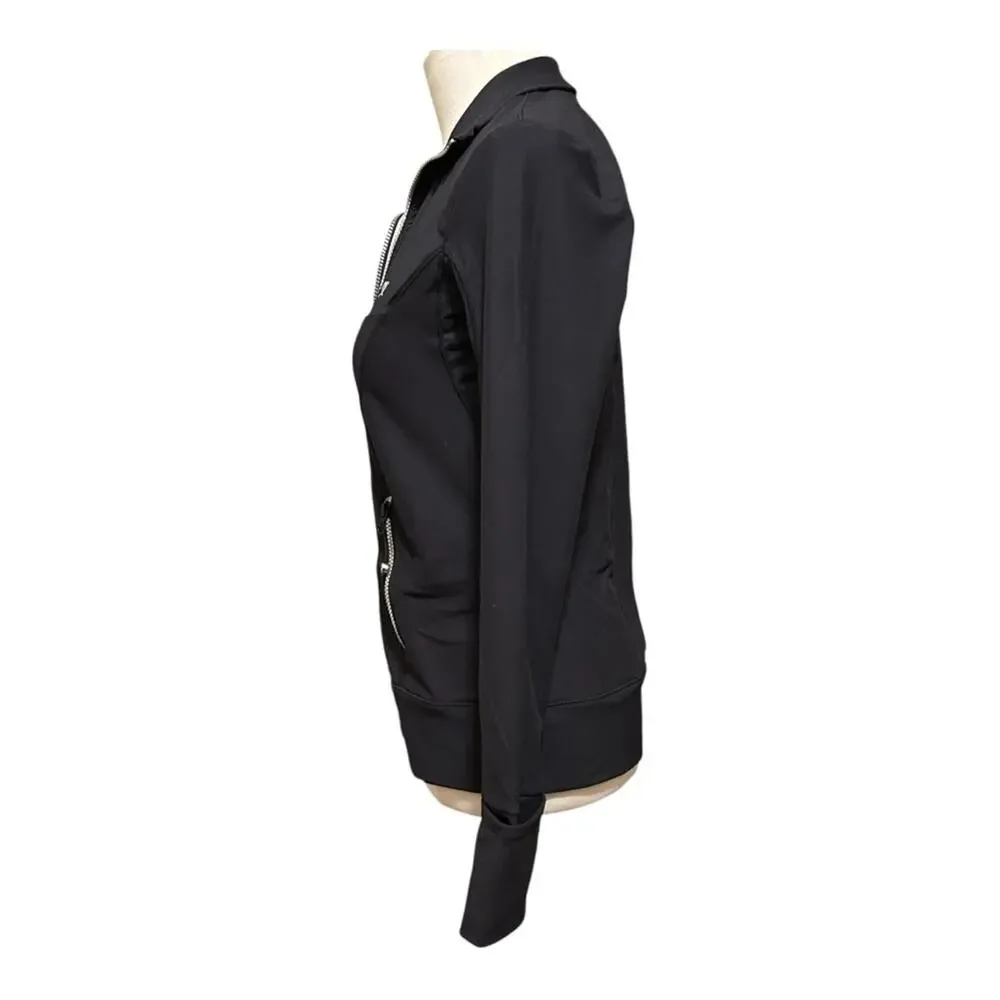 PN Jone Black Women's Sports Jacket Long Sleeve Size 8/Medium Zipper Pockets